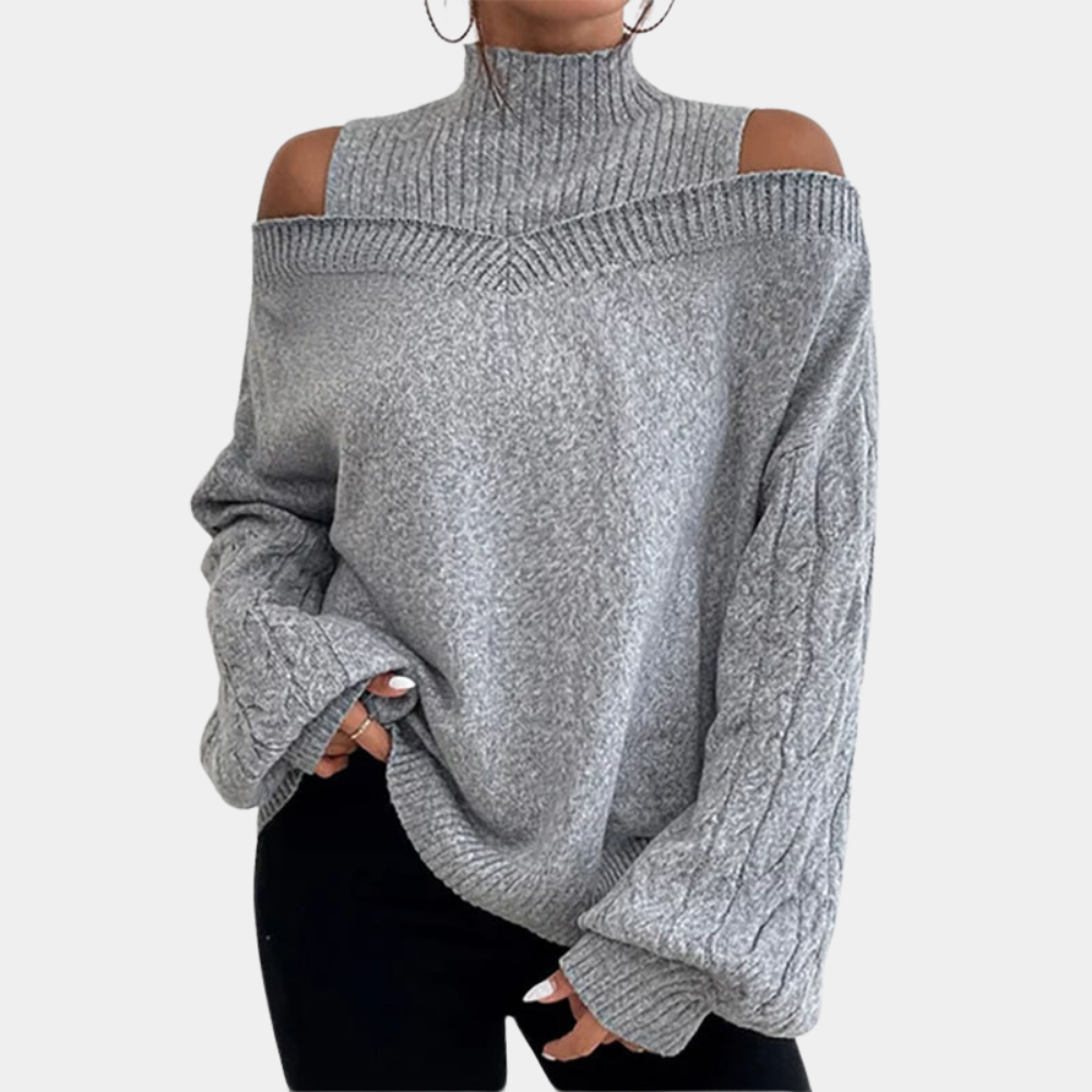 Maglione Off-Shoulder | Collo Alto | Caldo e Sofisticato