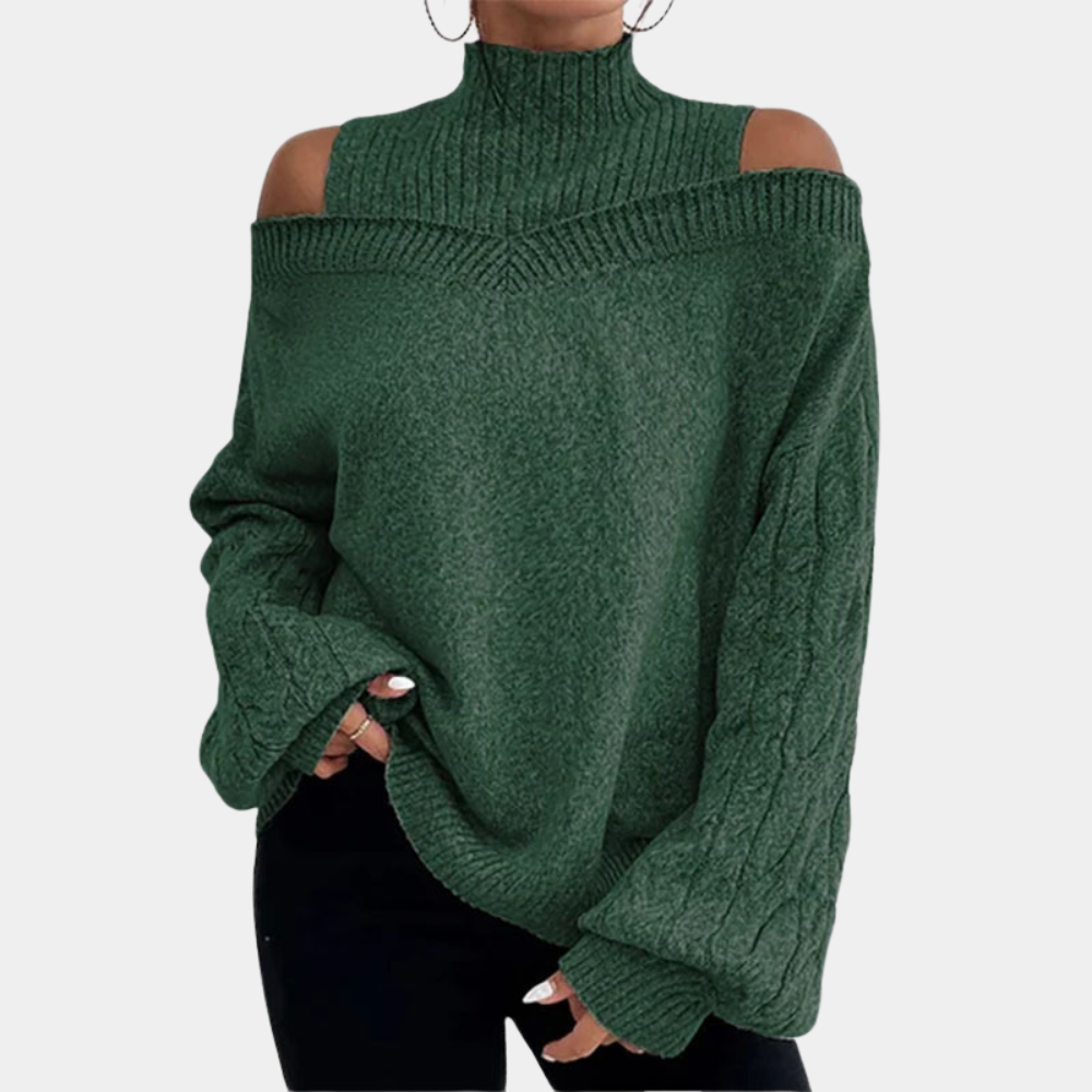 Maglione Off-Shoulder | Collo Alto | Caldo e Sofisticato