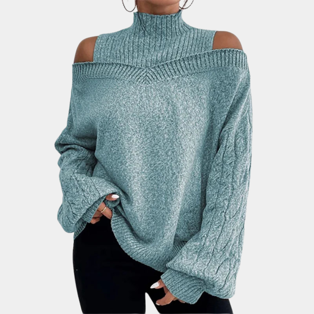Maglione Off-Shoulder | Collo Alto | Caldo e Sofisticato