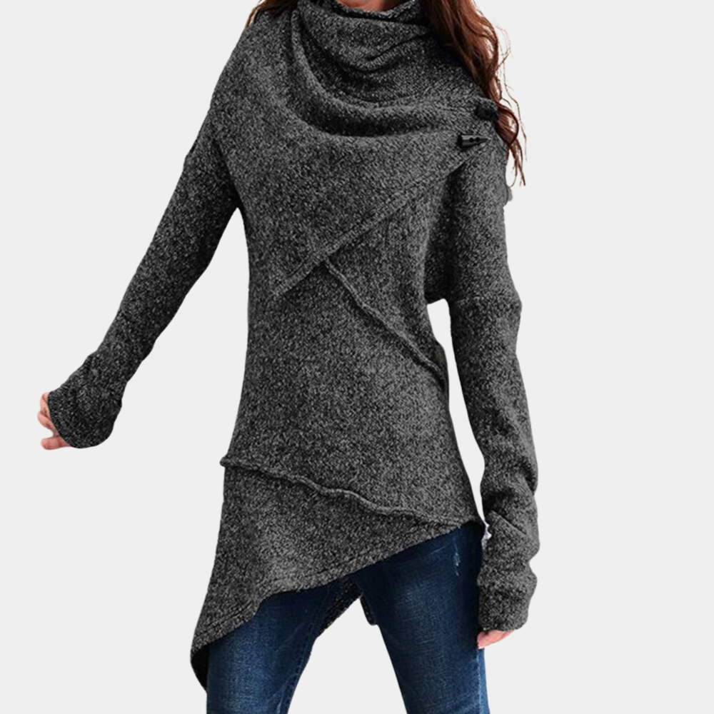Maglione Asimmetrico con Collo Alto | Stile Moderno | Morbido e Caldo