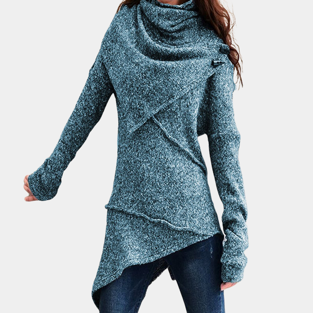 Maglione Asimmetrico con Collo Alto | Stile Moderno | Morbido e Caldo