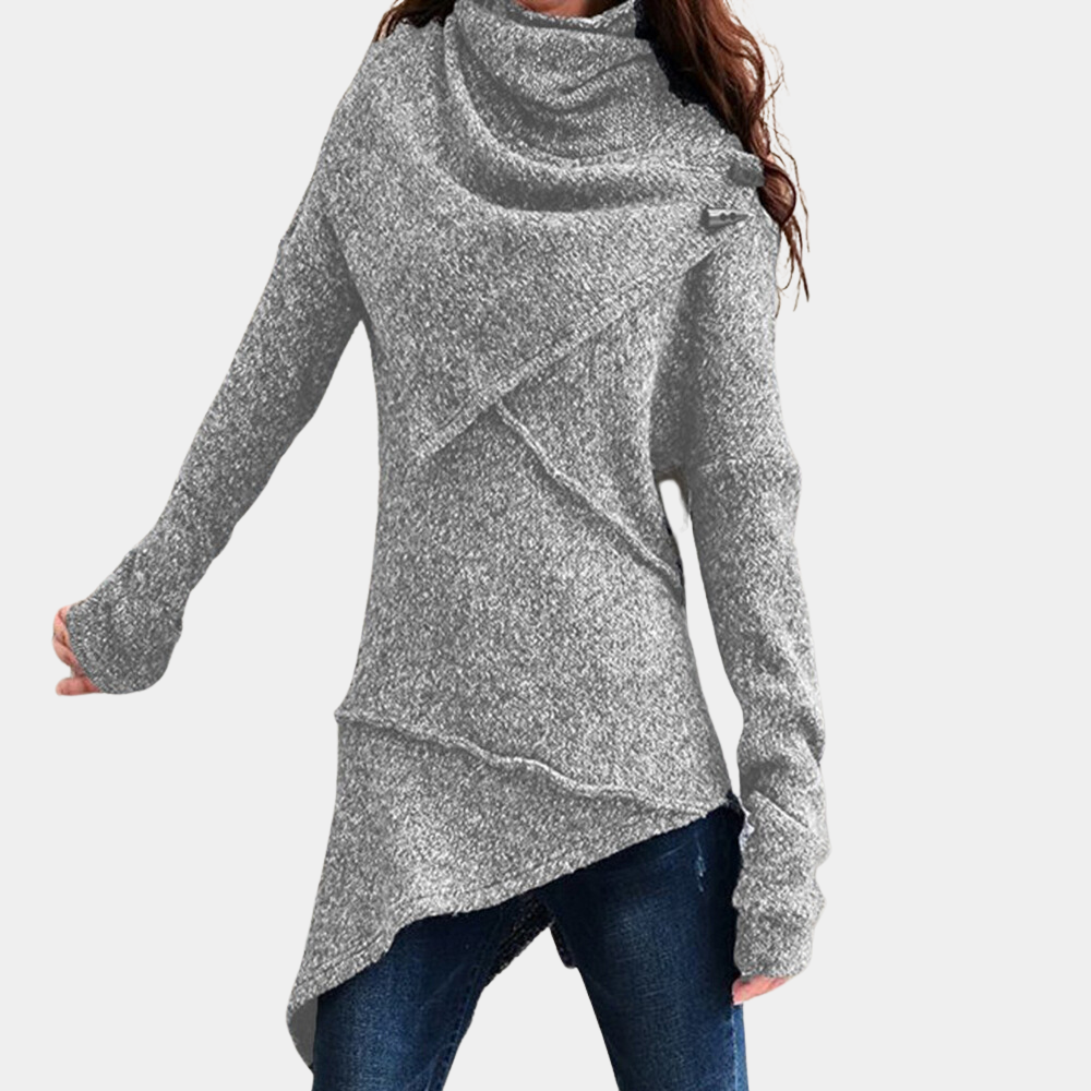 Maglione Asimmetrico con Collo Alto | Stile Moderno | Morbido e Caldo