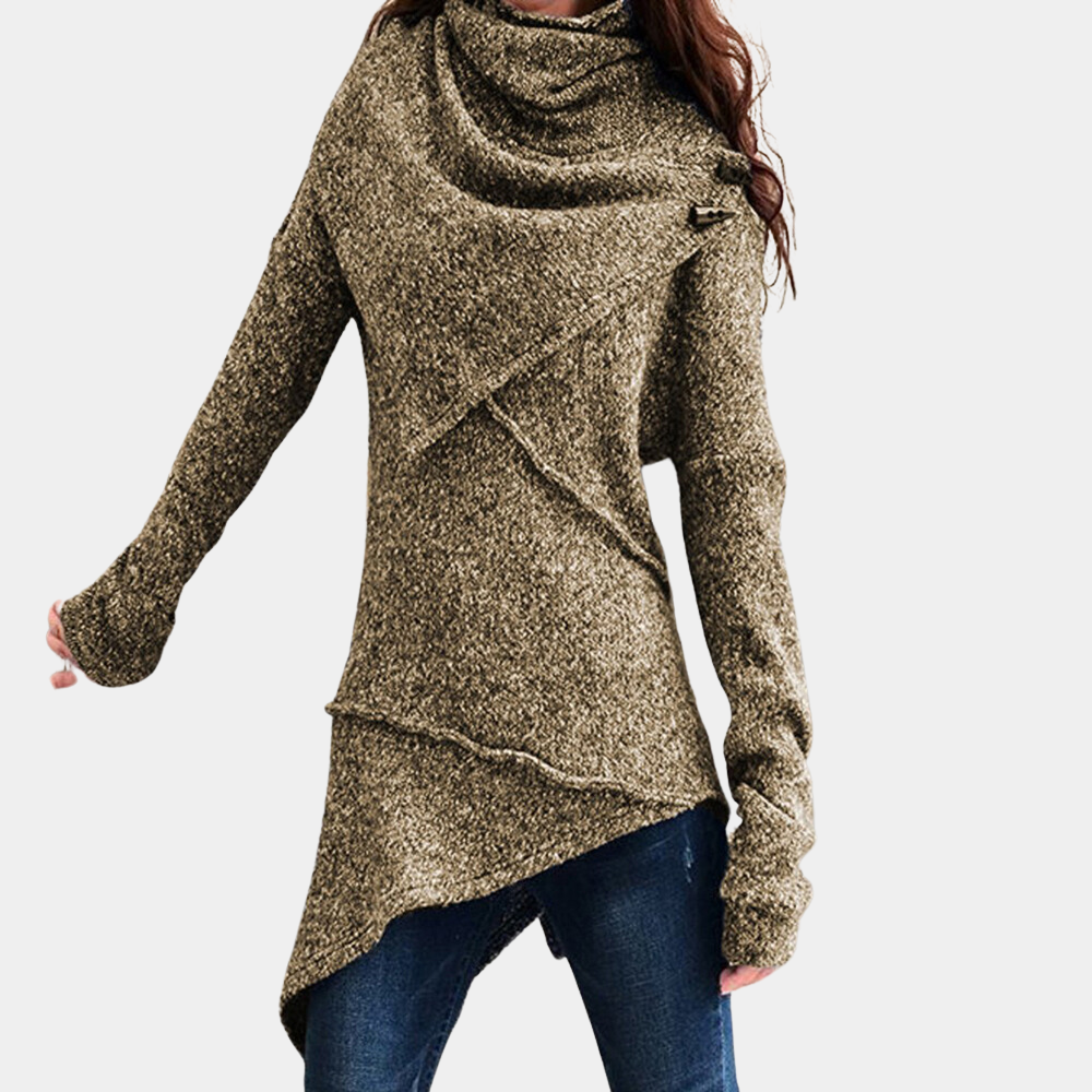 Maglione Asimmetrico con Collo Alto | Stile Moderno | Morbido e Caldo
