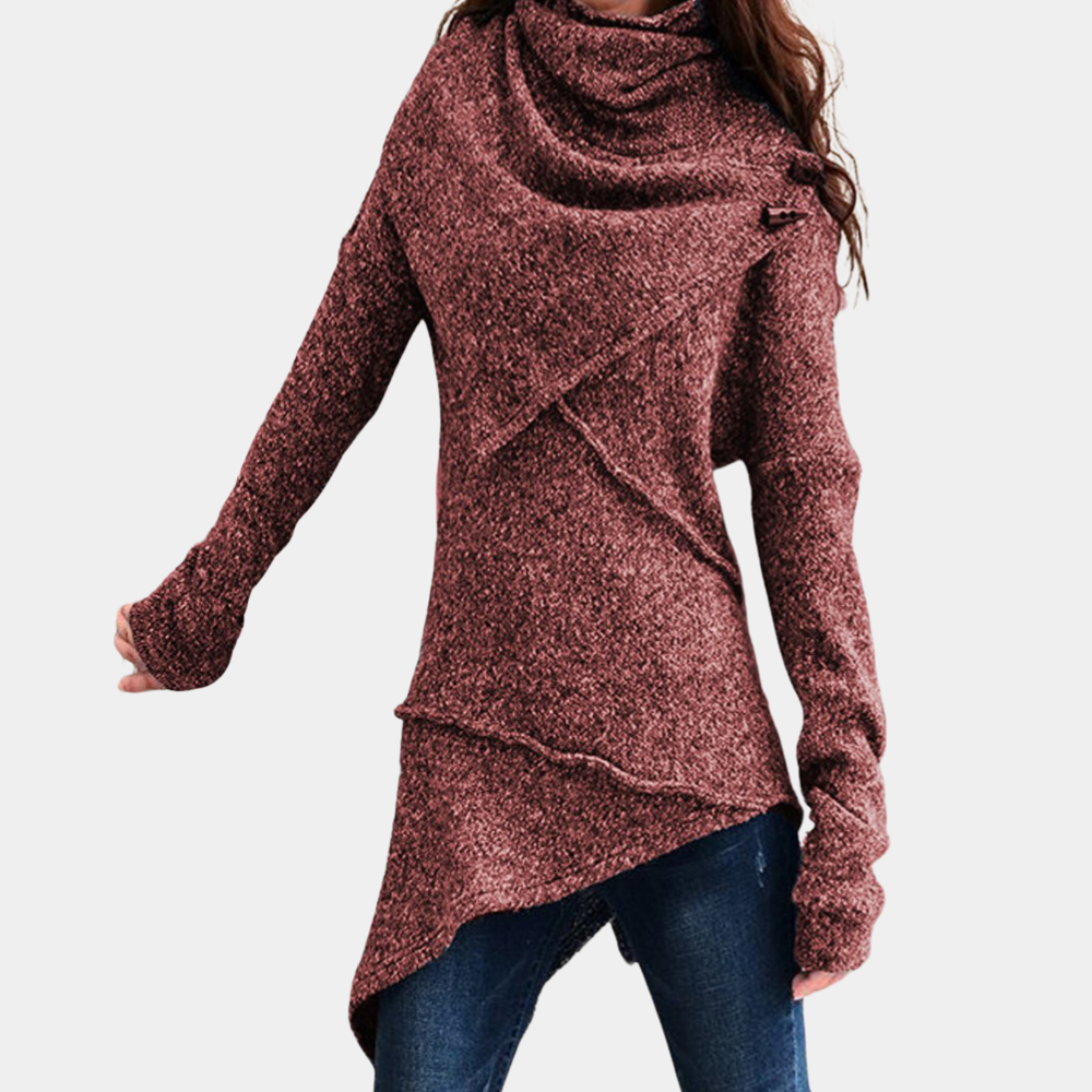Maglione Asimmetrico con Collo Alto | Stile Moderno | Morbido e Caldo