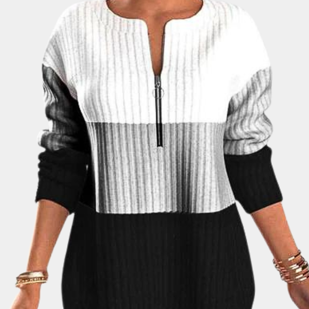 Maglione a Blocchi di Colore con Zip | Stile Moderno | Morbido e Versatile