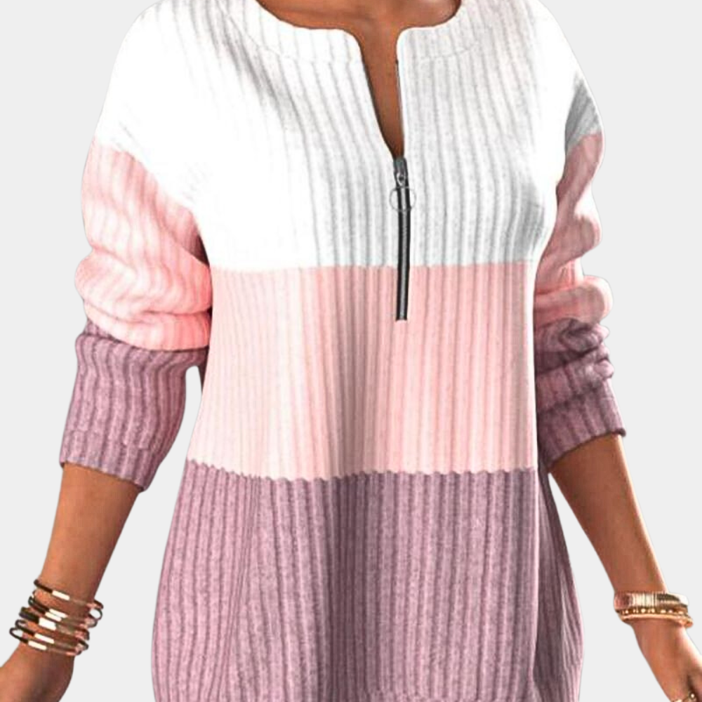 Maglione a Blocchi di Colore con Zip | Stile Moderno | Morbido e Versatile