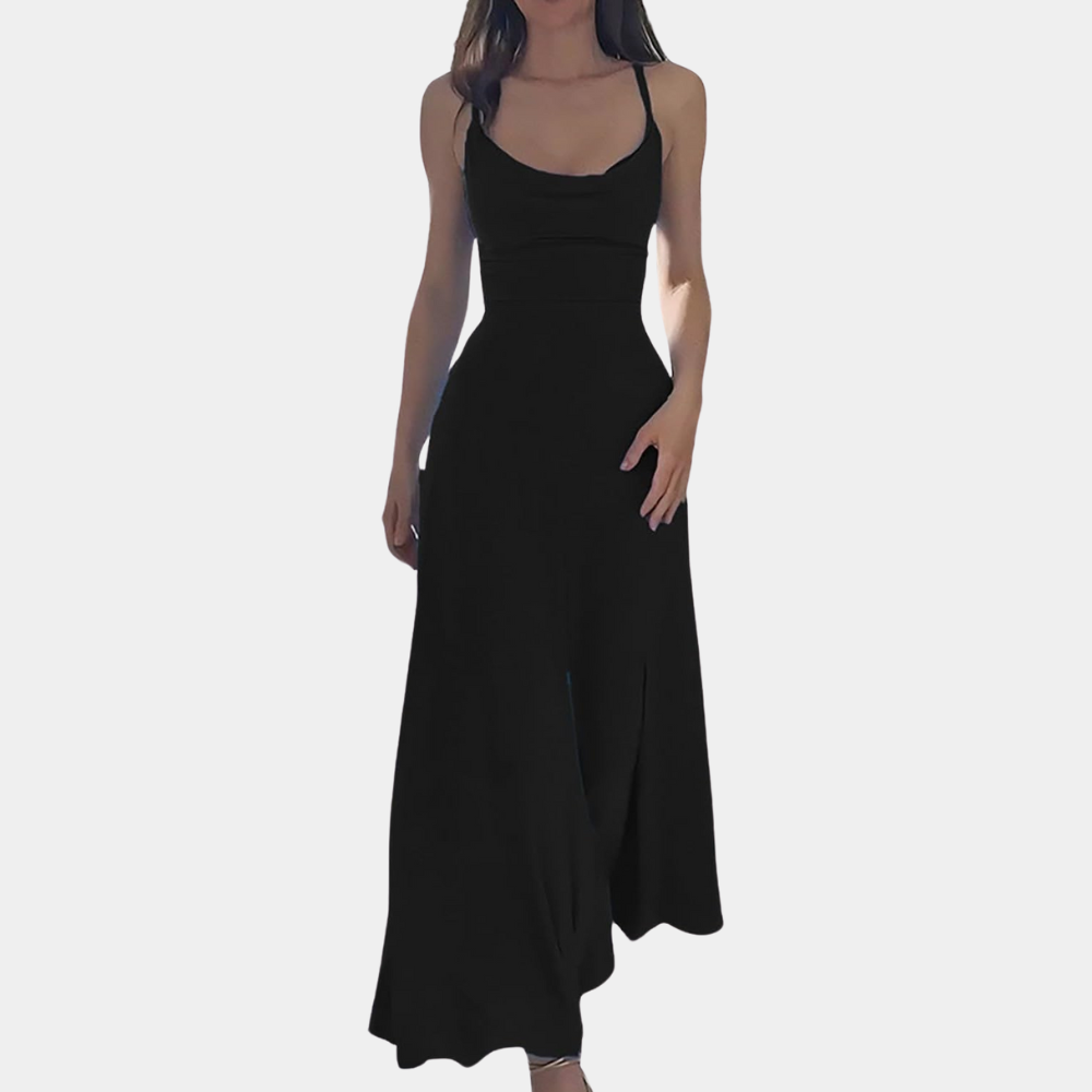 Abito Lungo con Scollo Drappeggiato | Elegante | Fluttuante & Versatile