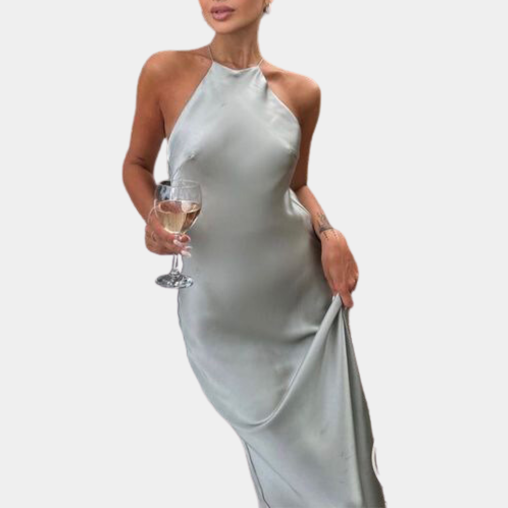 Abito Lungo in Raso | Scollo all’Americana | Elegante e Sensuale