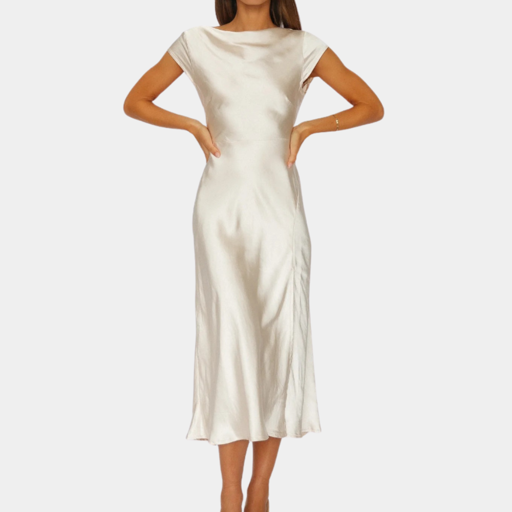 Abito Midi in Raso | Elegante | Schiena Scoperta