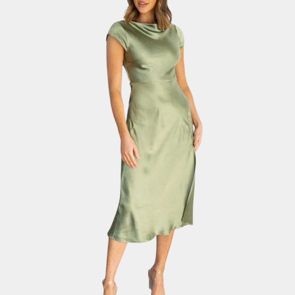 Abito Midi in Raso | Elegante | Schiena Scoperta