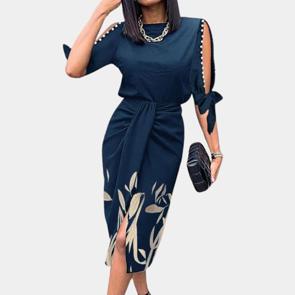 Abito Midi Elegante | Dettagli Cut-Out | Stampa Floreale