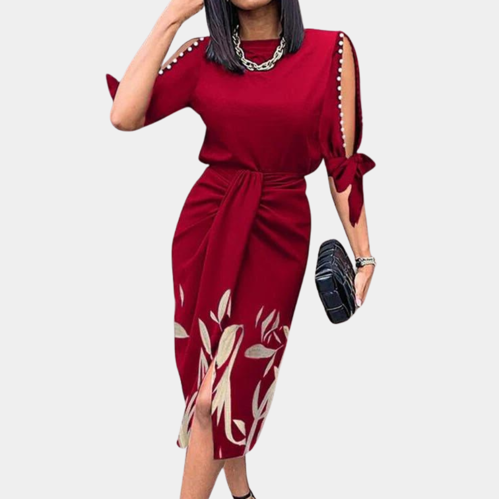Abito Midi Elegante | Dettagli Cut-Out | Stampa Floreale