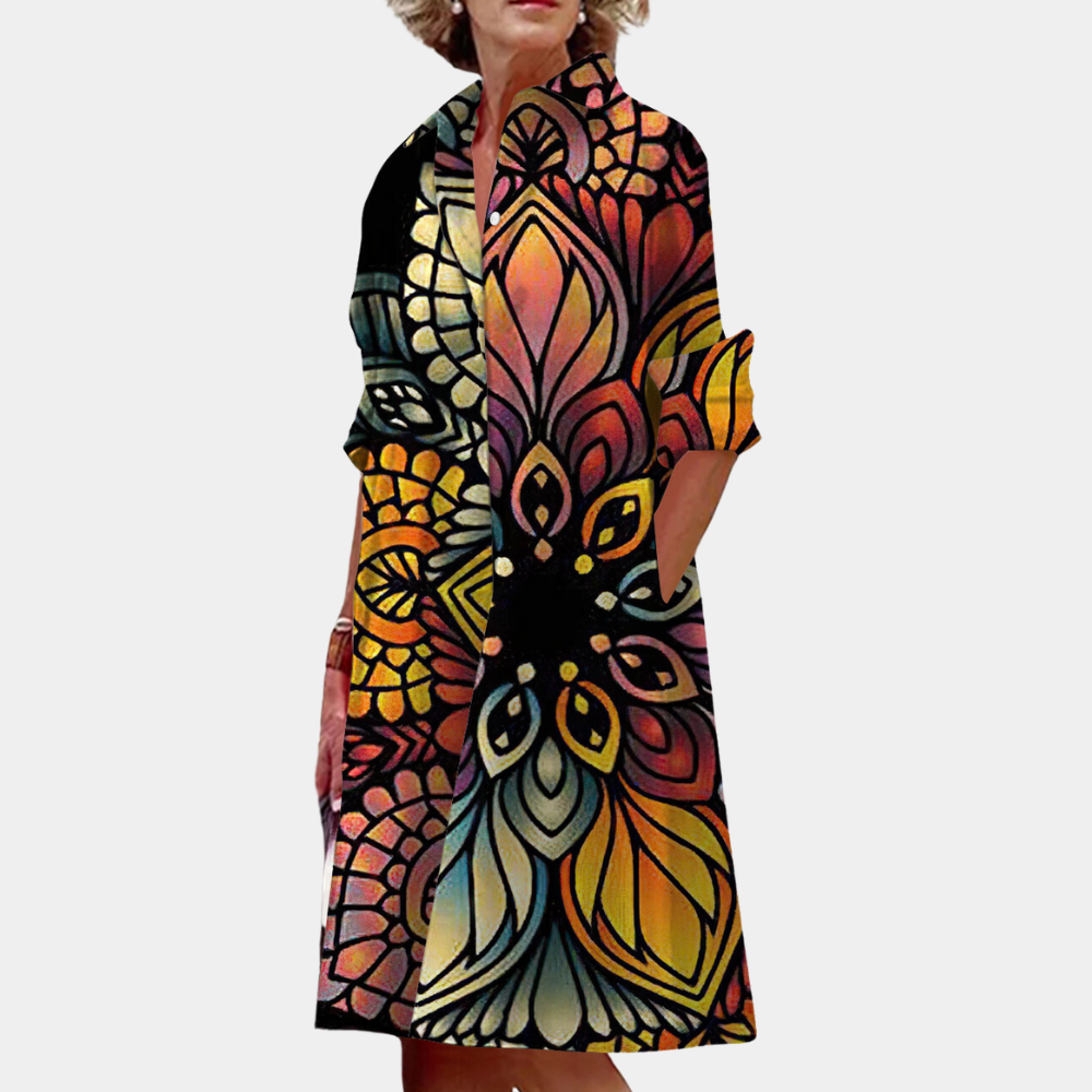 Abito Midi Colorato | Stampa Astratta | Comodo e Creativo