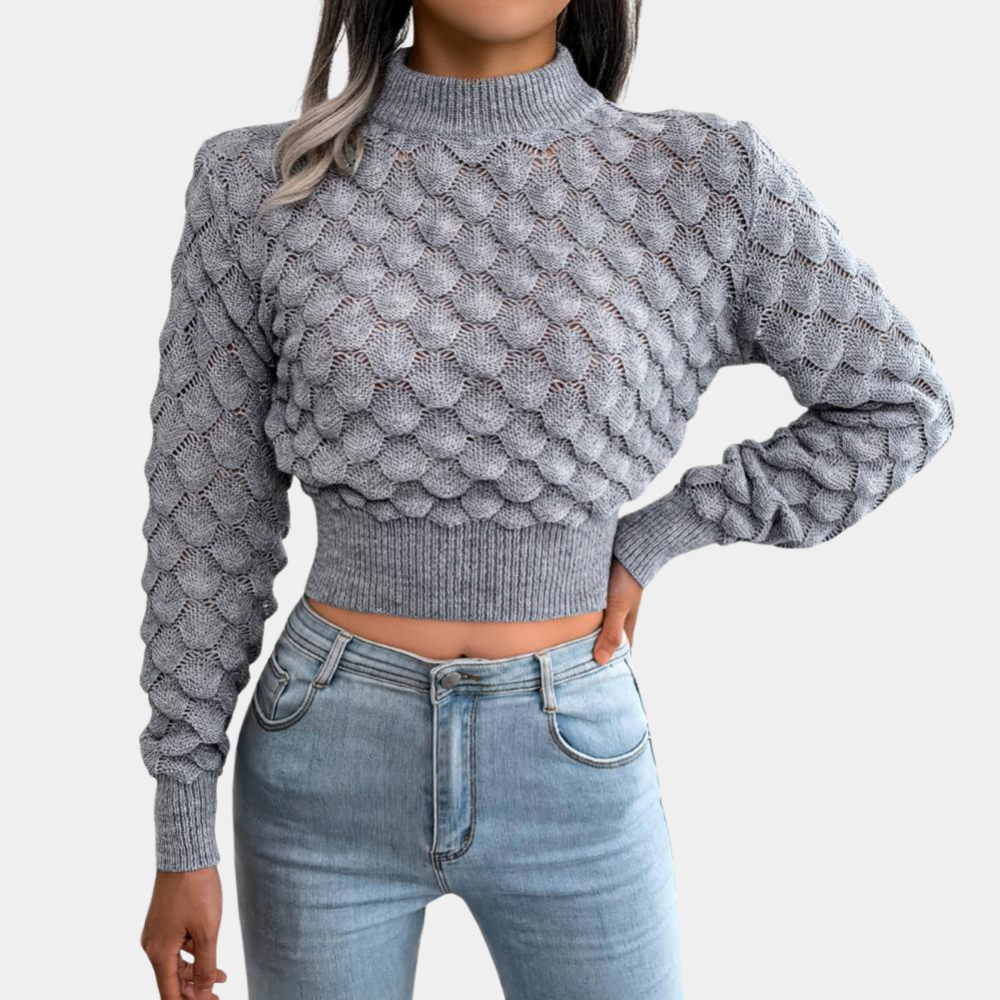 Maglione Corto a Collo Alto | Maglia Intrecciata | Stile Chic e Moderno