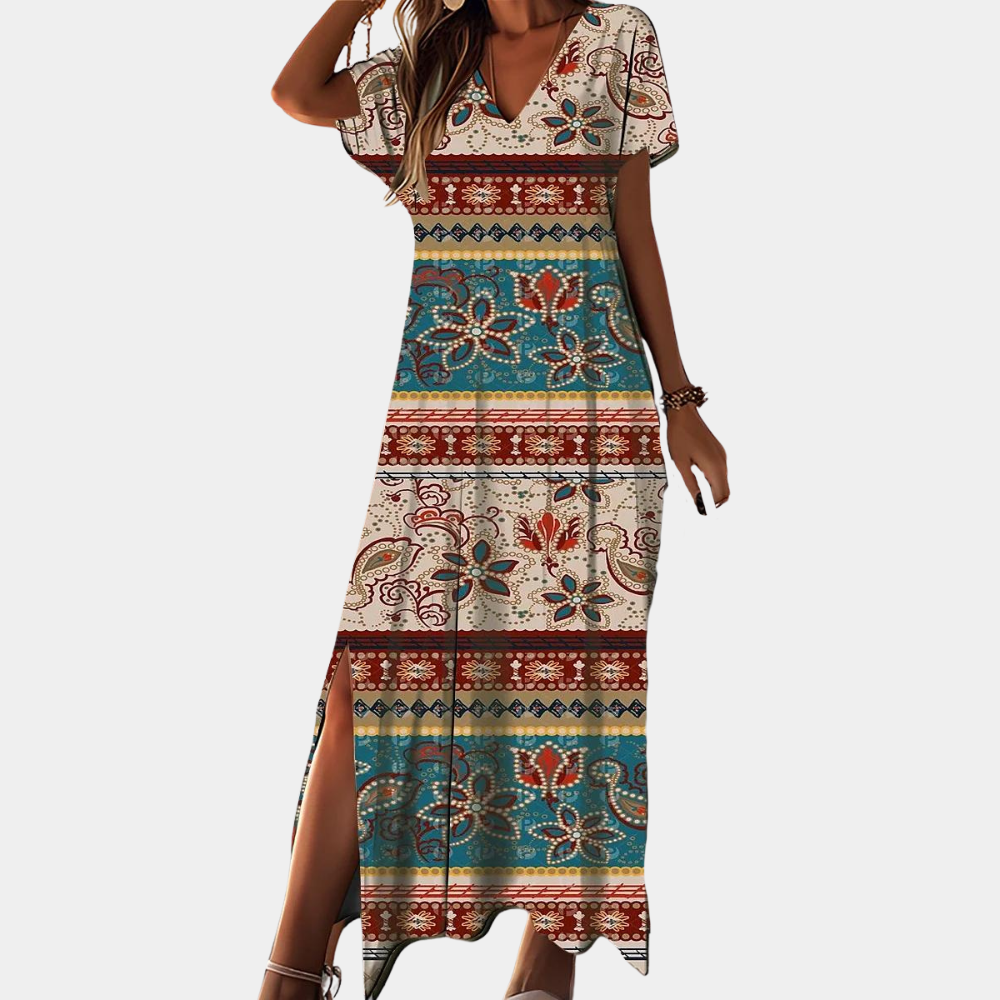 Abito Lungo Boho | Stampa Etnica | Fresco e Rilassato