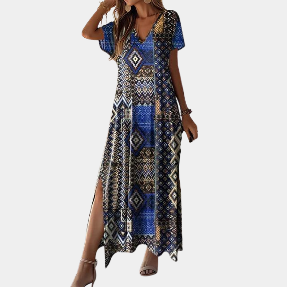 Abito Lungo Boho | Stampa Etnica | Fresco e Rilassato