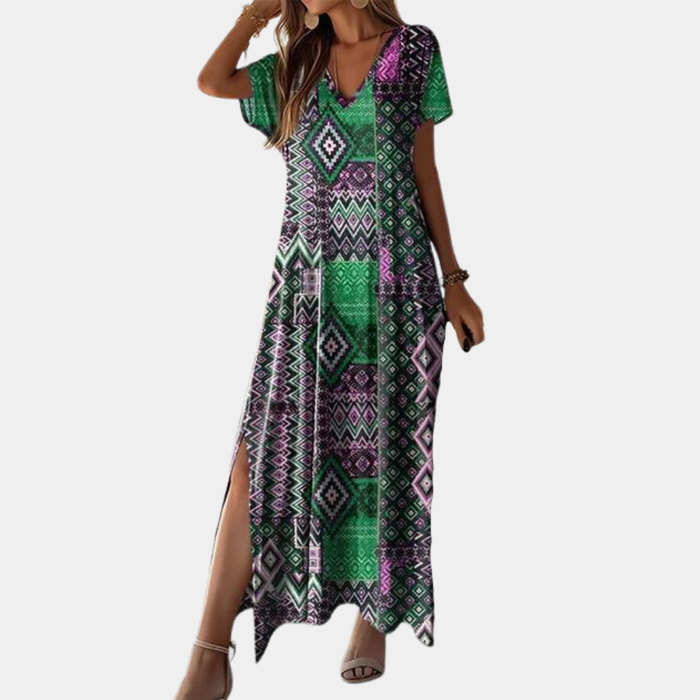 Abito Lungo Boho | Stampa Etnica | Fresco e Rilassato