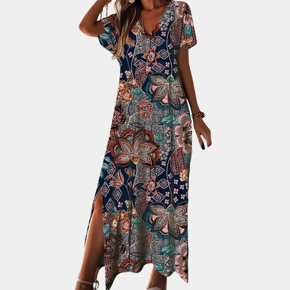 Abito Lungo Boho | Stampa Etnica | Fresco e Rilassato
