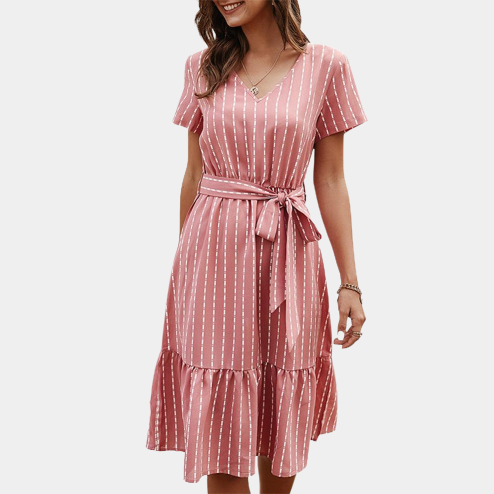 Abito Midi a Quadretti | Cintura in Vita | Fresco e Casual