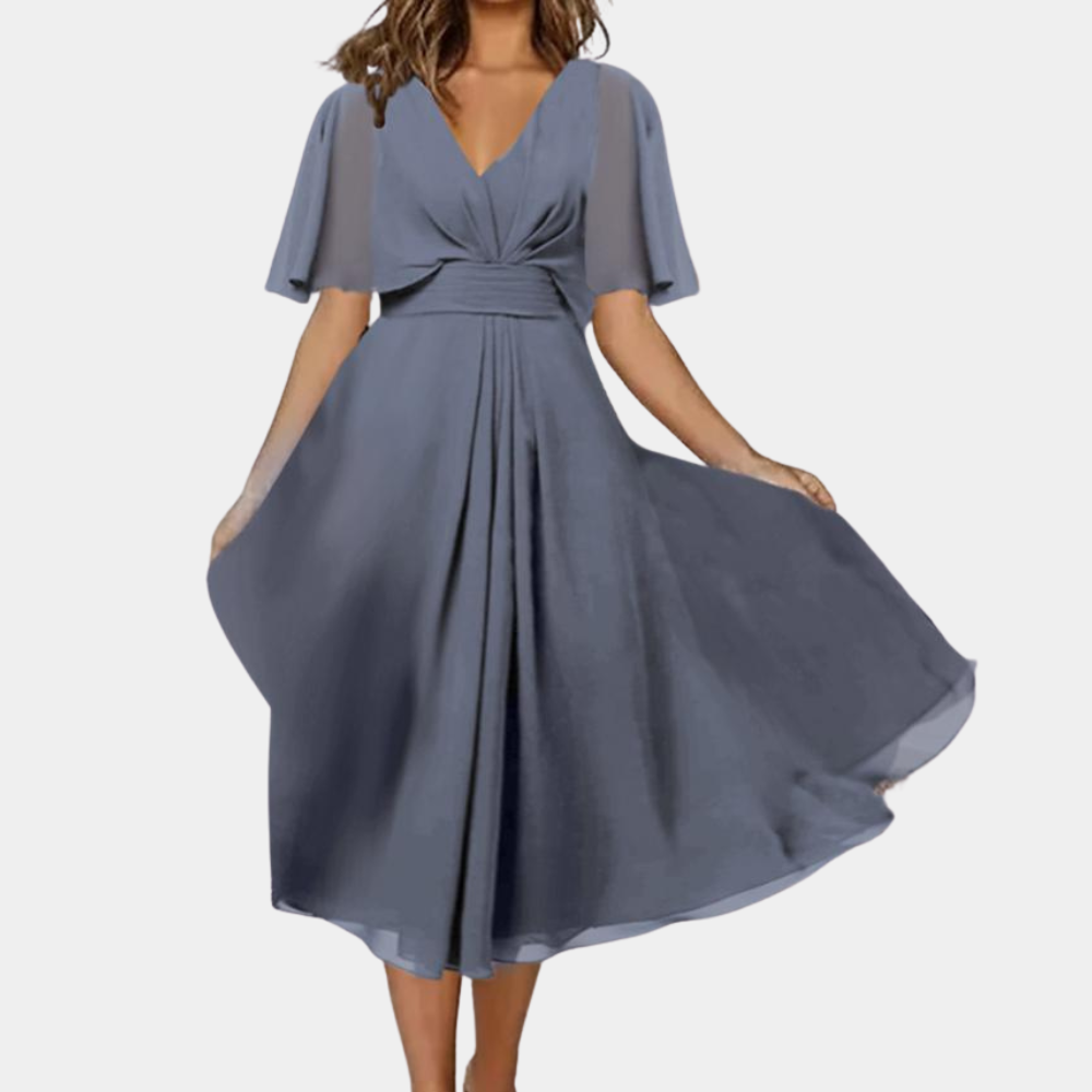 Abito Midi Elegante | Scollo a V | Design Fluido e Sofisticato