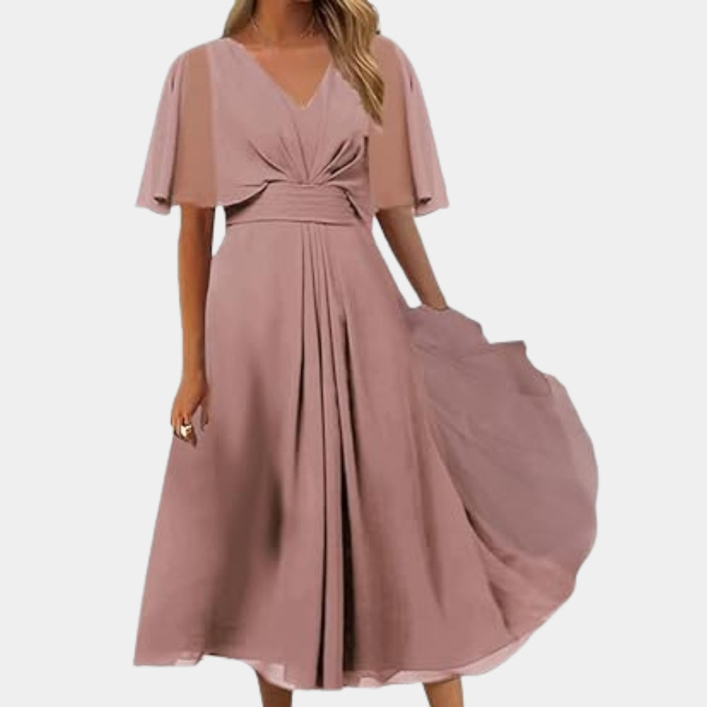 Abito Midi Elegante | Scollo a V | Design Fluido e Sofisticato