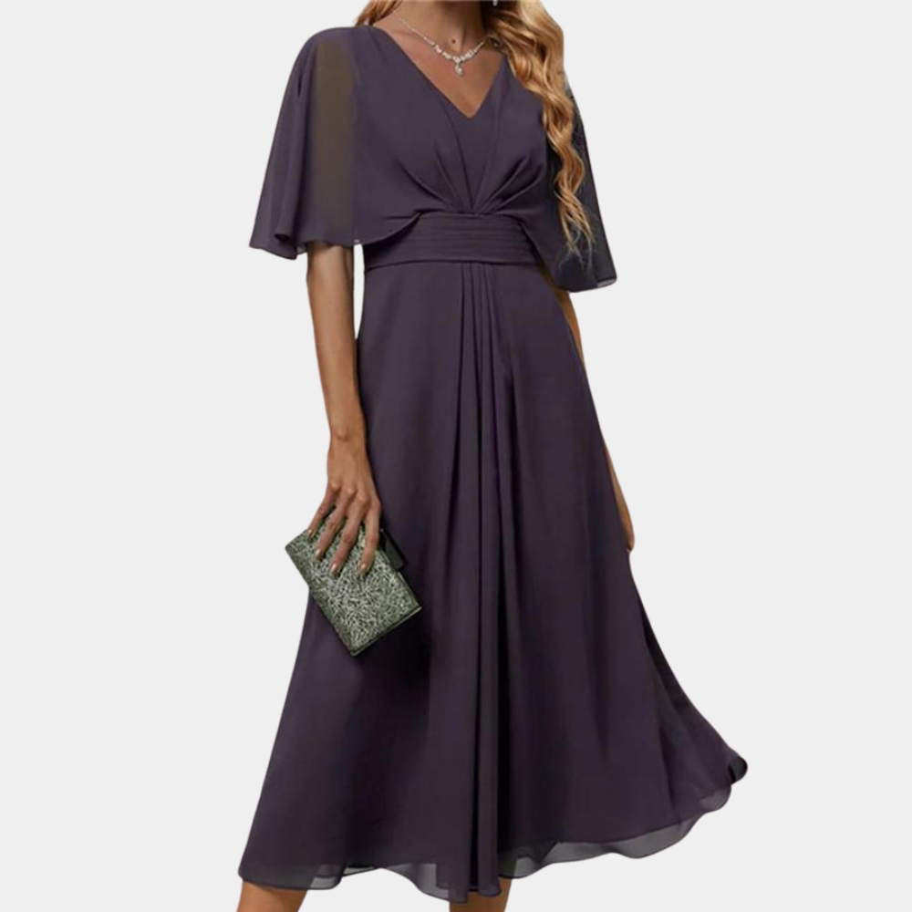 Abito Midi Elegante | Scollo a V | Design Fluido e Sofisticato