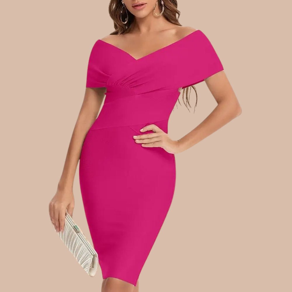 Abito Midi Off-Shoulder | Aderente ed Elegante | Perfetto per Serate Glamour
