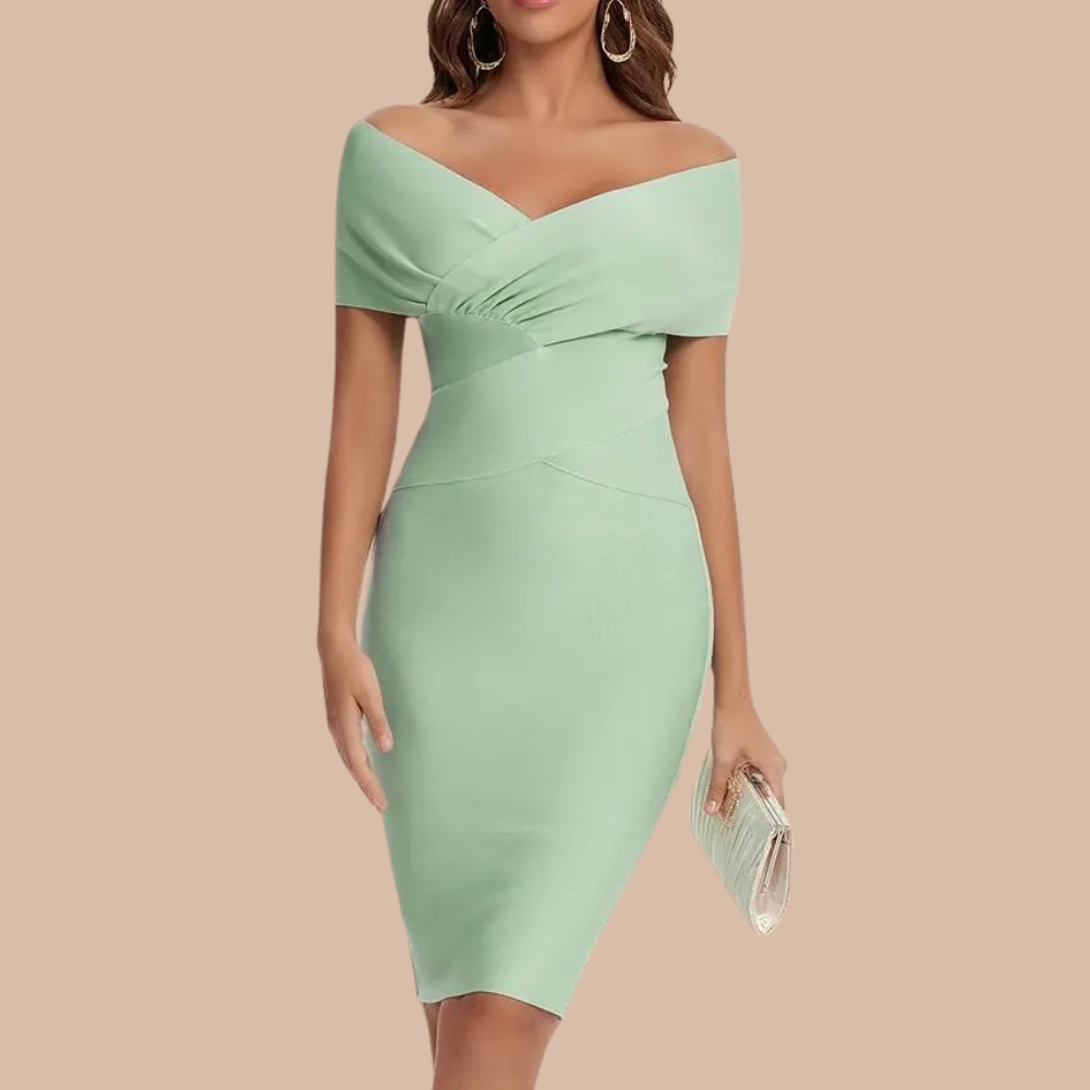 Abito Midi Off-Shoulder | Aderente ed Elegante | Perfetto per Serate Glamour