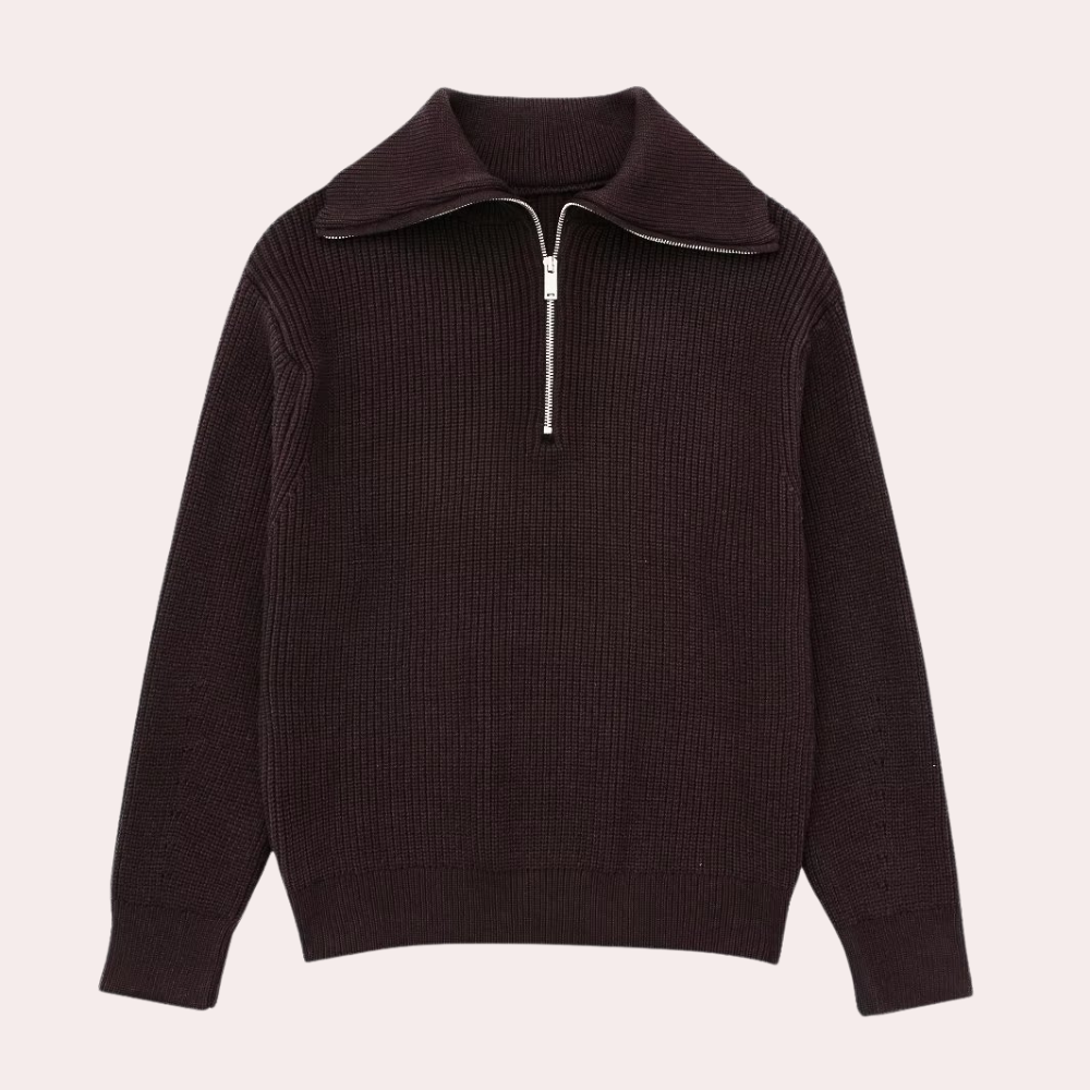 Maglione a Righe con Mezza Zip | Stile Casual Chic | Morbido e Caldo