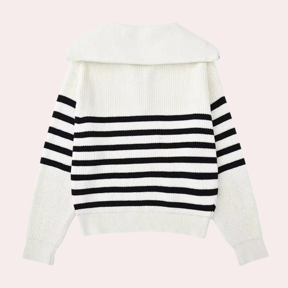 Maglione a Righe con Mezza Zip | Stile Casual Chic | Morbido e Caldo