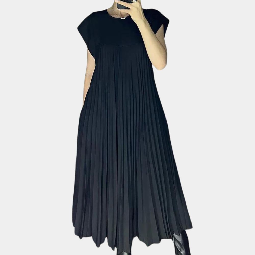 Abito Lungo Plissettato | Senza Maniche | Stile Elegante e Minimal