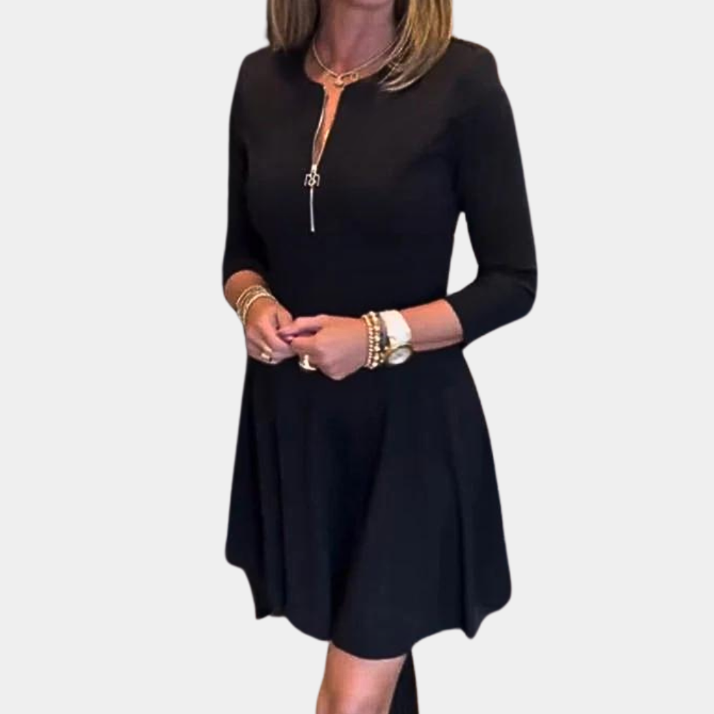 Abito Svasato con Zip | Elegante e Versatile | Maniche Lunghe