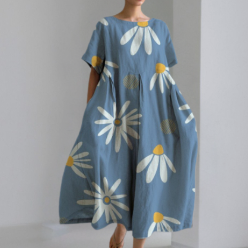 Abito Lungo Oversize | Stampa Floreale | Leggero e Raffinato