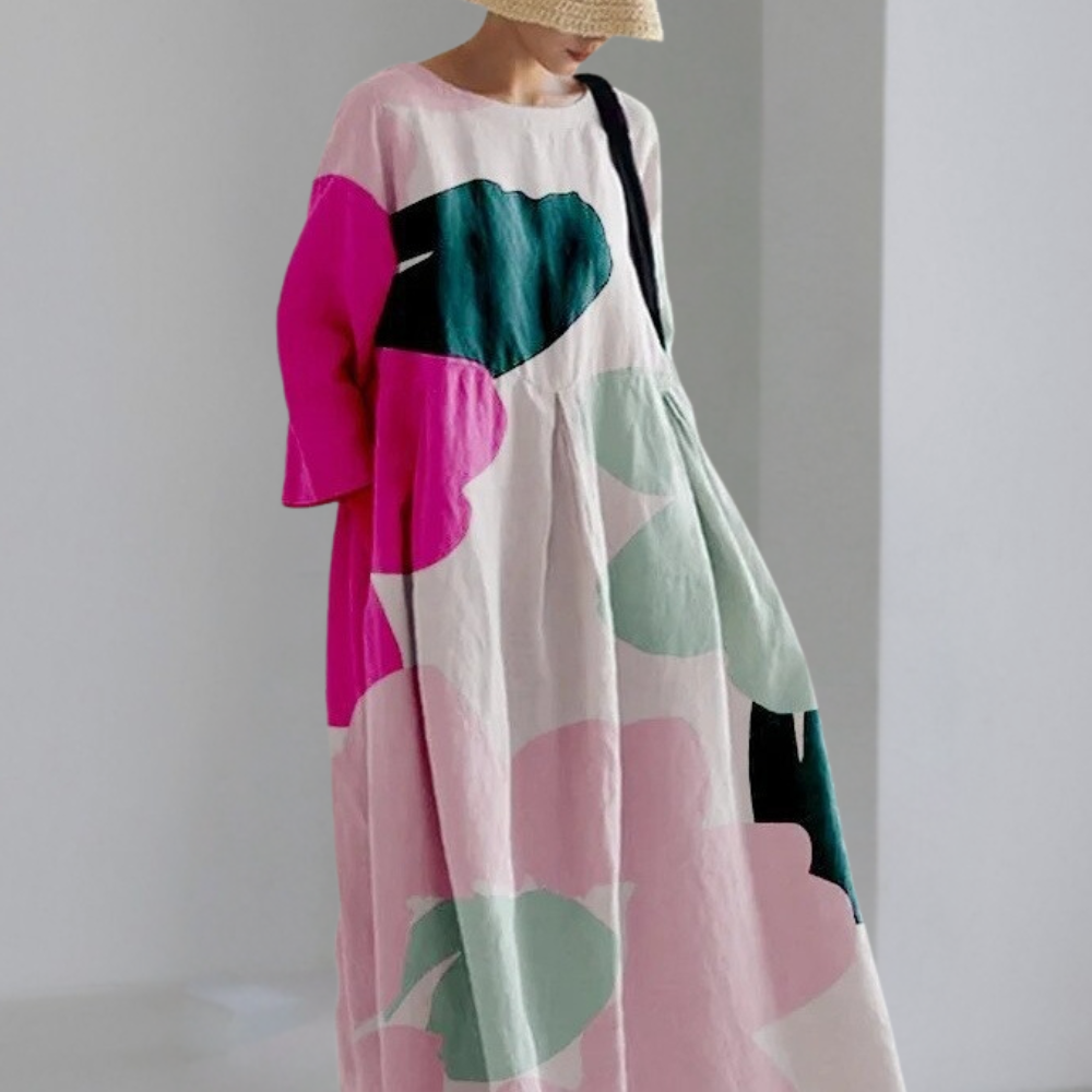 Abito Lungo Oversize | Stampa Floreale | Leggero e Raffinato