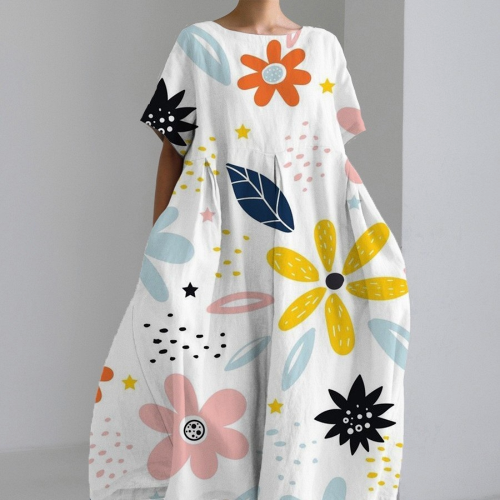 Abito Lungo Oversize | Stampa Floreale | Leggero e Raffinato