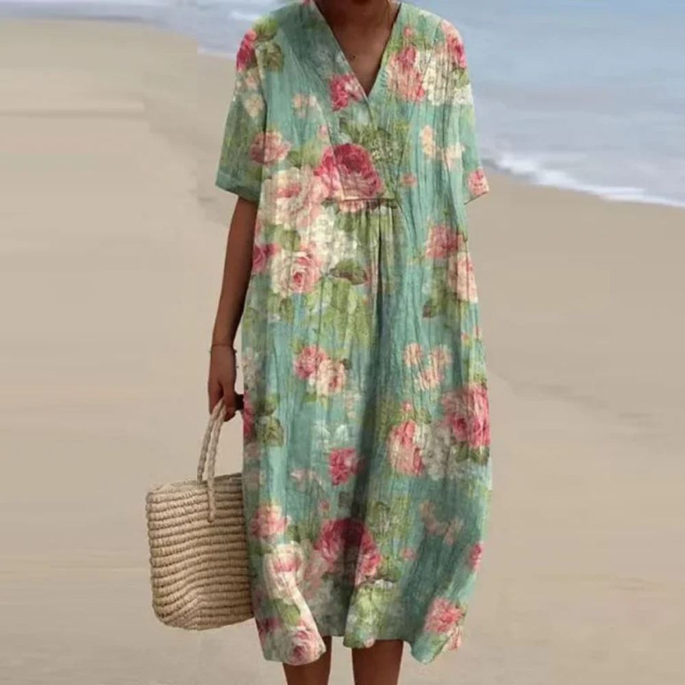 Abito Midi Floreale | Cotone & Lino | Fresco e Colorato