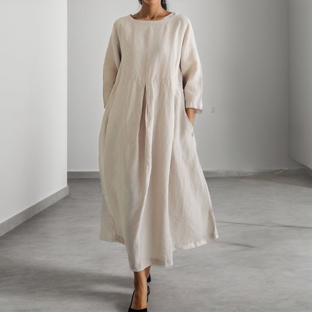 Abito Lungo in Lino | Elegante e Minimal | Vestibilità Ampia