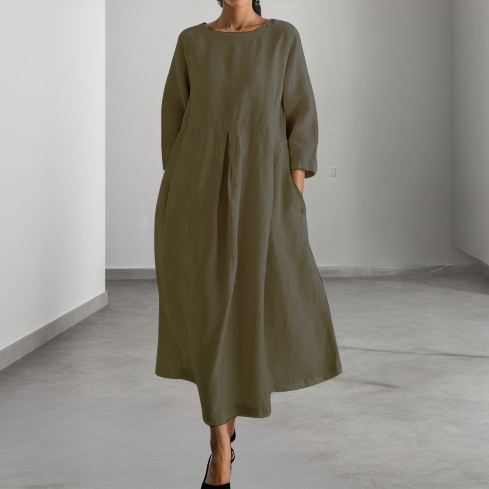Abito Lungo in Lino | Elegante e Minimal | Vestibilità Ampia