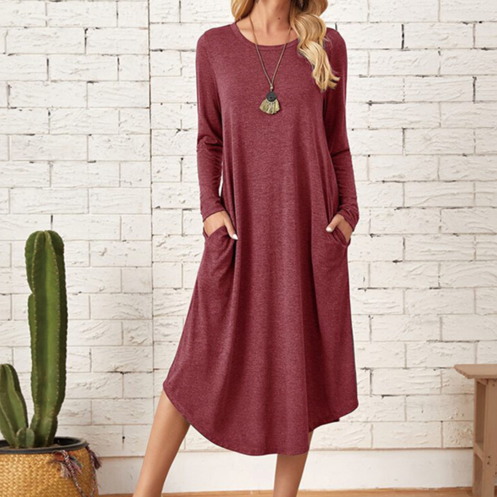 Abito Midi Casual | Morbido | Maniche Lunghe