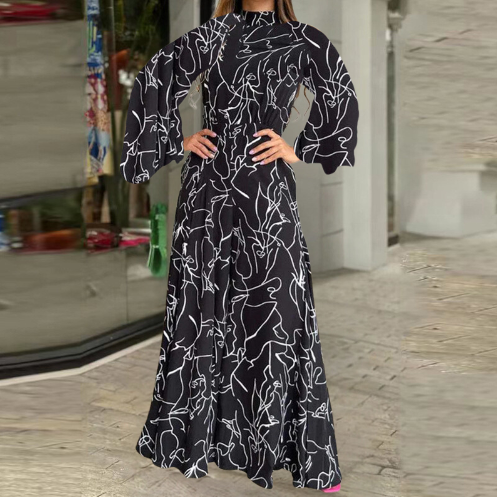 Abito Lungo con Stampa Astratta | Elegante | Fluido & Raffinato