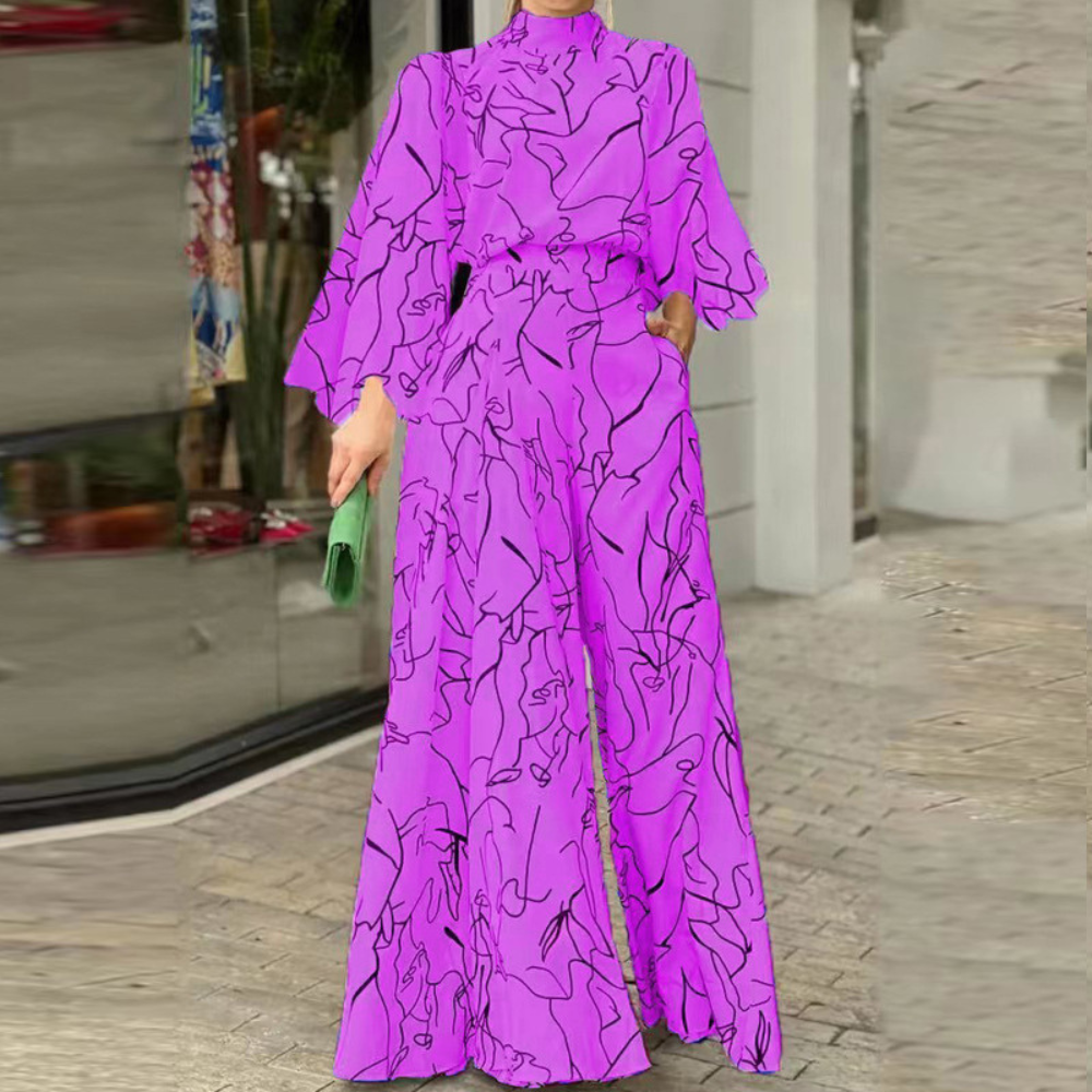 Abito Lungo con Stampa Astratta | Elegante | Fluido & Raffinato