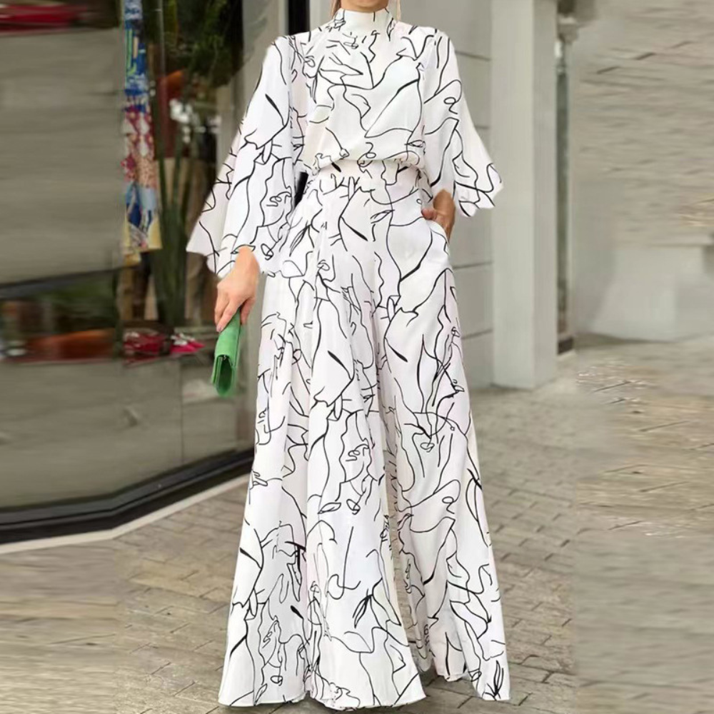 Abito Lungo con Stampa Astratta | Elegante | Fluido & Raffinato