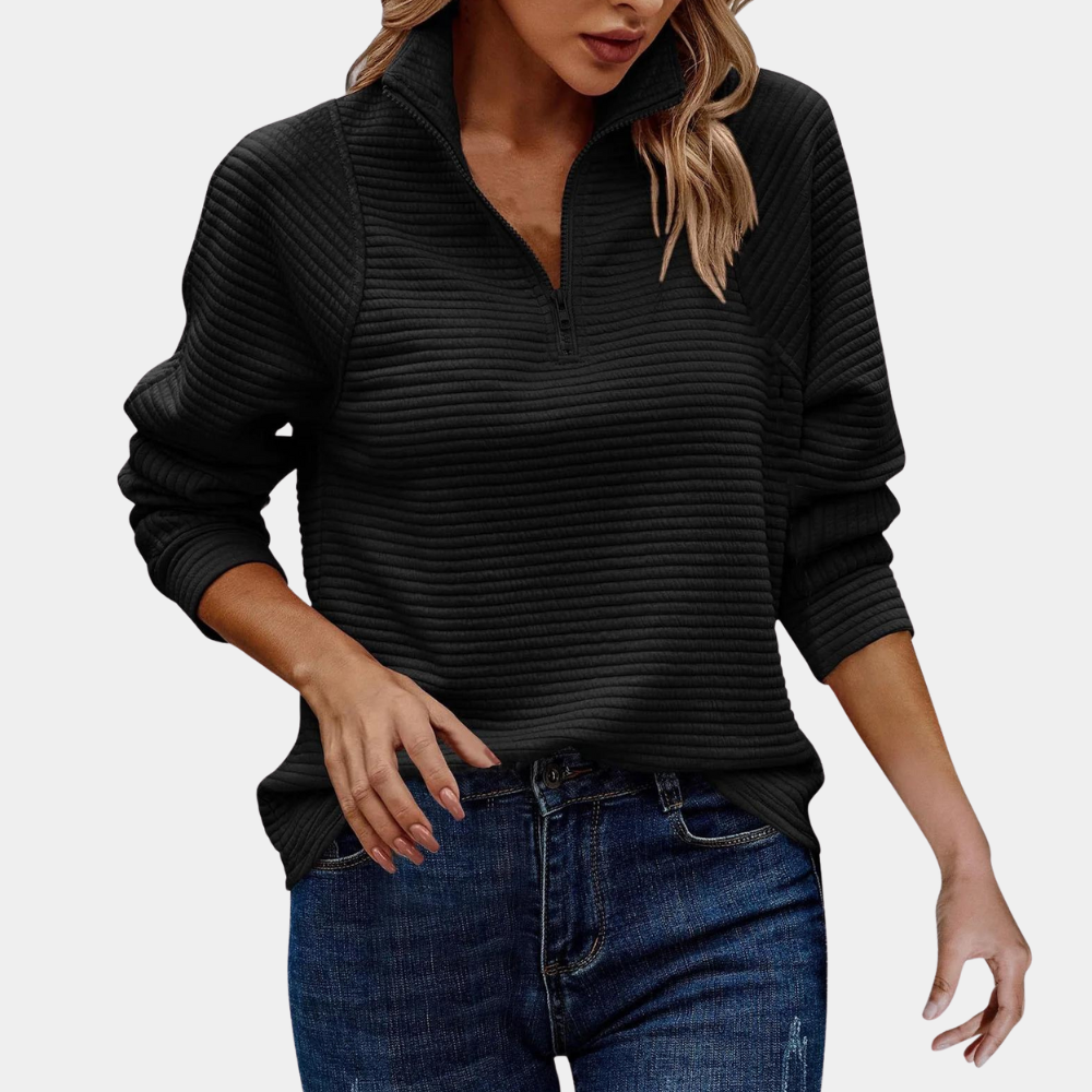 Maglione a Coste con Colletto | Maniche Lunghe | Stile Casual Chic