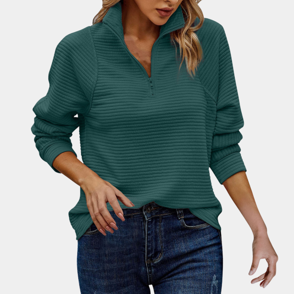 Maglione a Coste con Colletto | Maniche Lunghe | Stile Casual Chic
