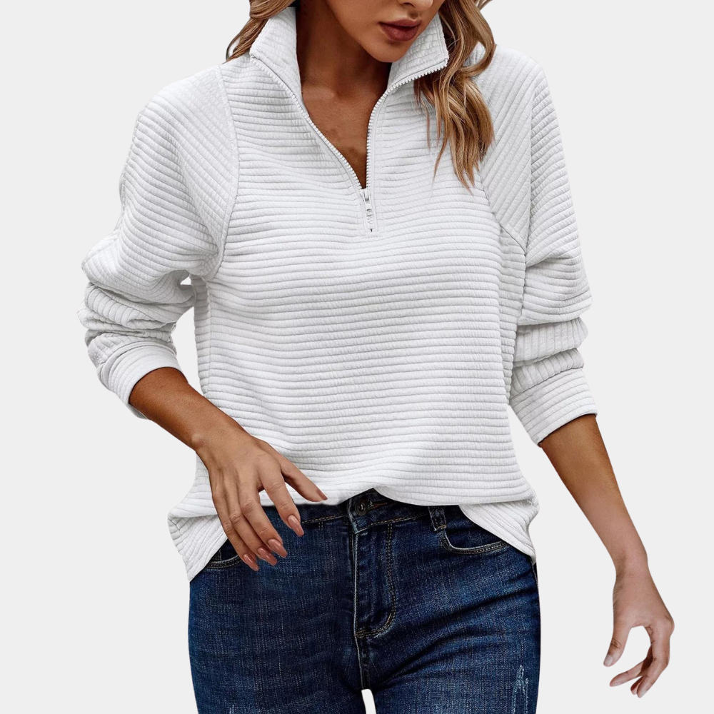 Maglione a Coste con Colletto | Maniche Lunghe | Stile Casual Chic