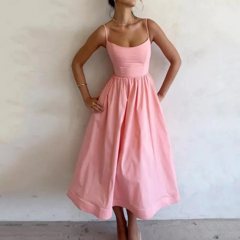 Abito Midi Elegante | Misto Cotone | Fresco e Romantico