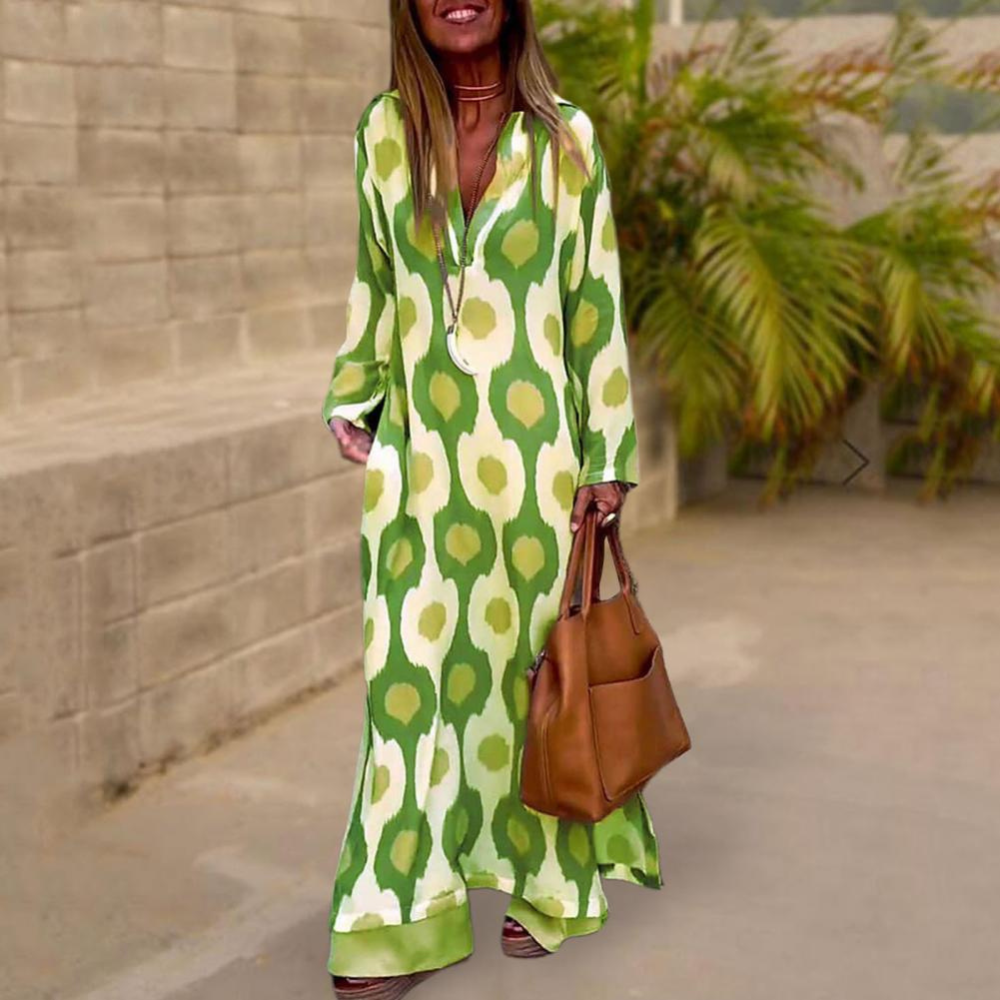 Abito Lungo Oversize | Stampa Geometrica | Leggero e Chic