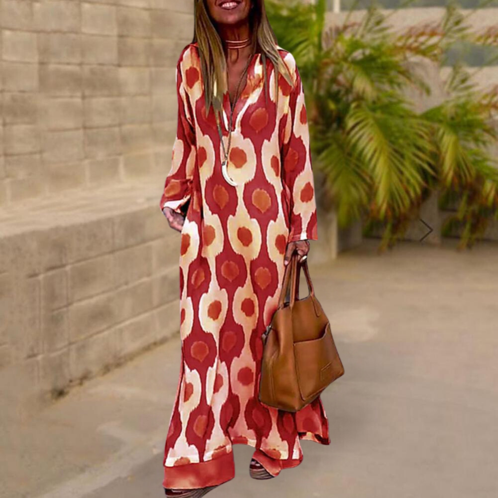 Abito Lungo Oversize | Stampa Geometrica | Leggero e Chic
