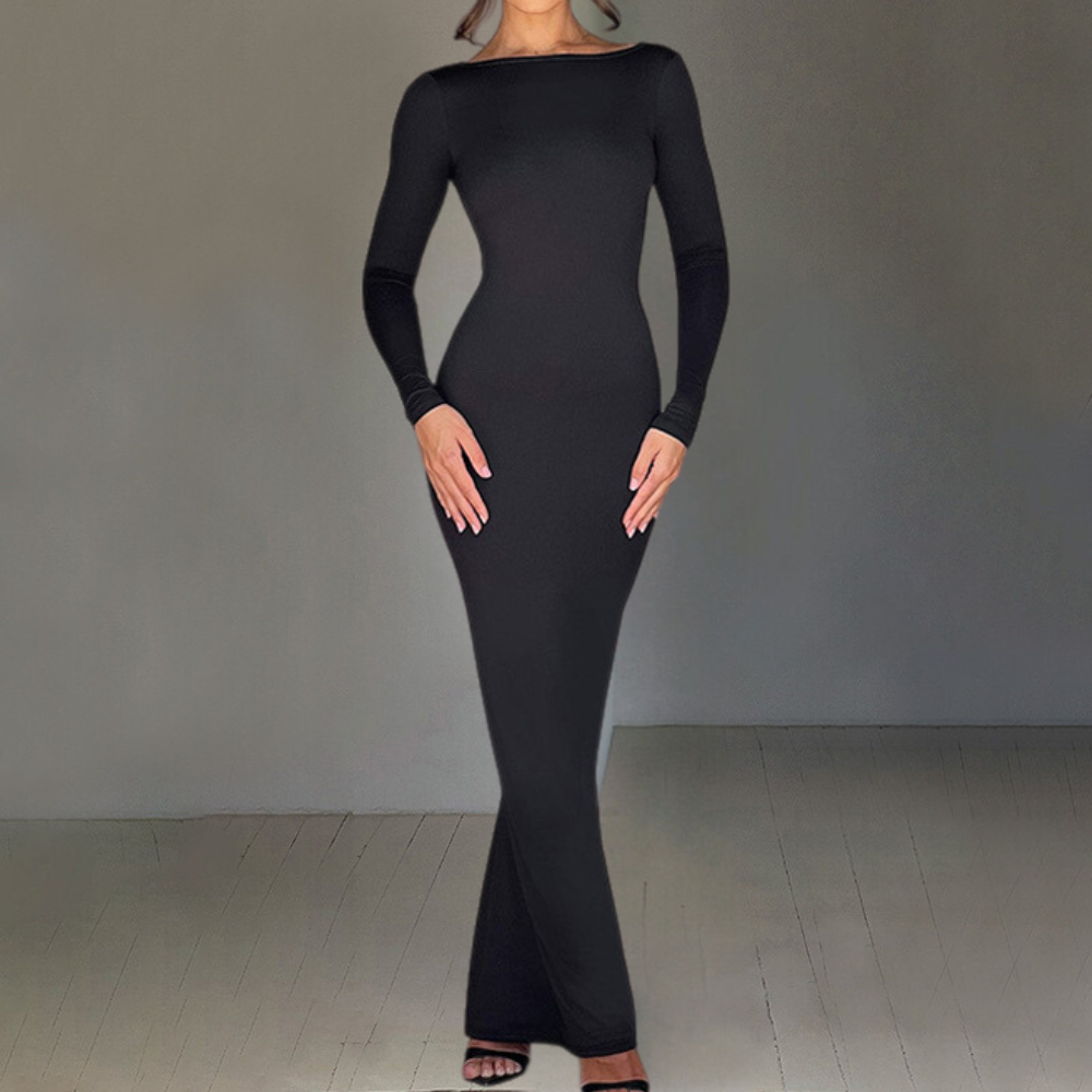 Abito Lungo Elegante | Maniche Lunghe | Vestibilità Aderente