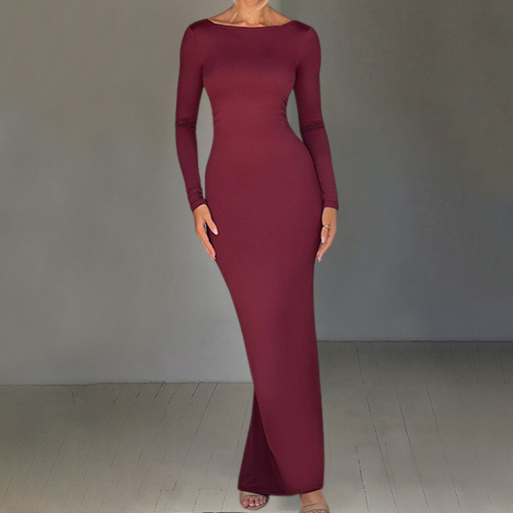 Abito Lungo Elegante | Maniche Lunghe | Vestibilità Aderente